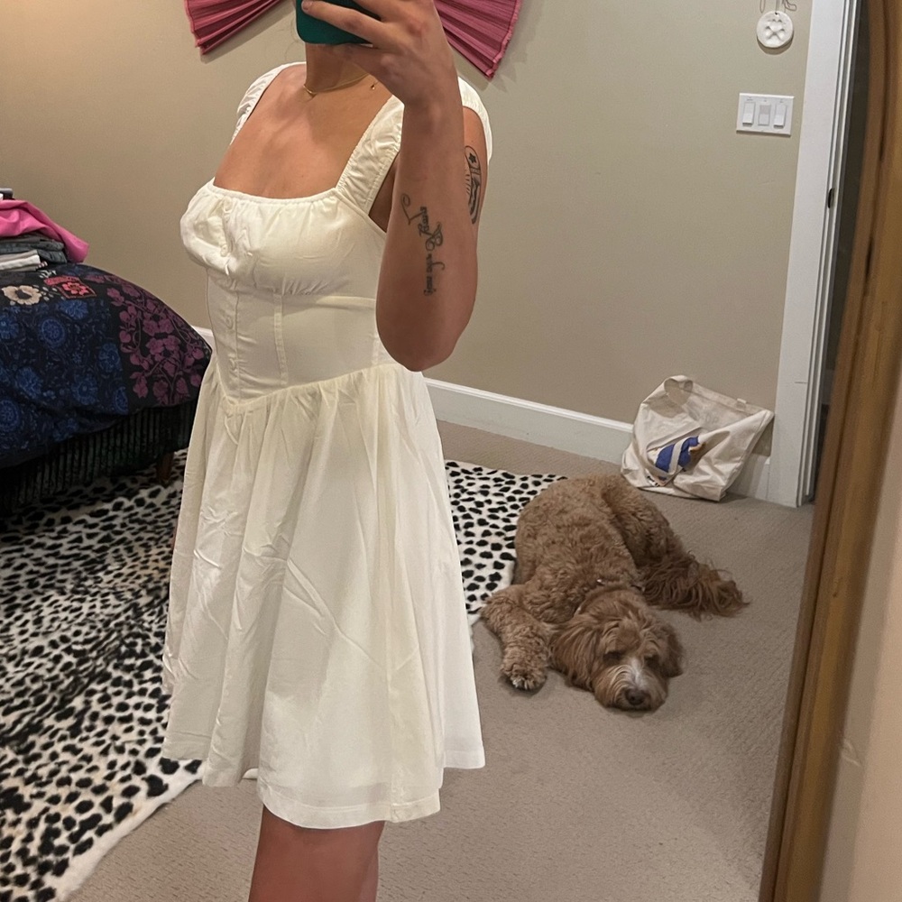 Hello Molly Cream Button-Front Mini Dress - Picture 2 of 8